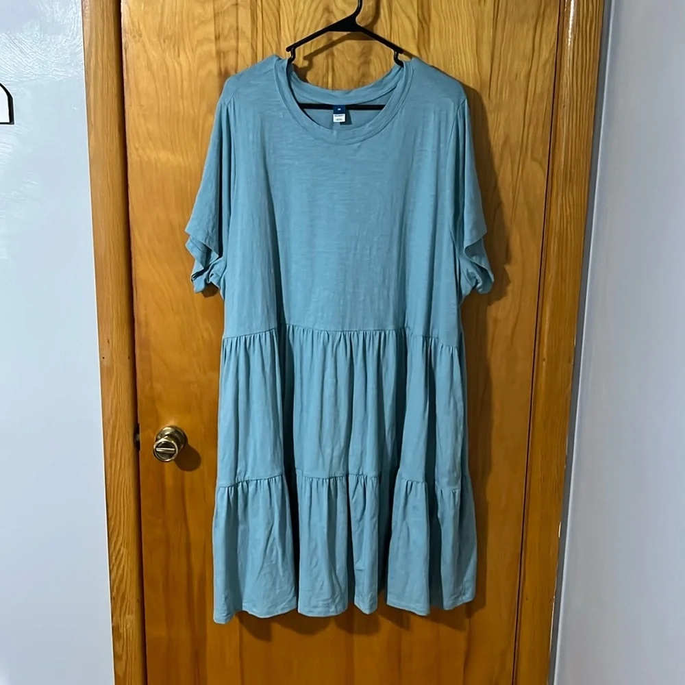 Old Navy Light Blue Tiered Midi Dress - Picture 1 of 3